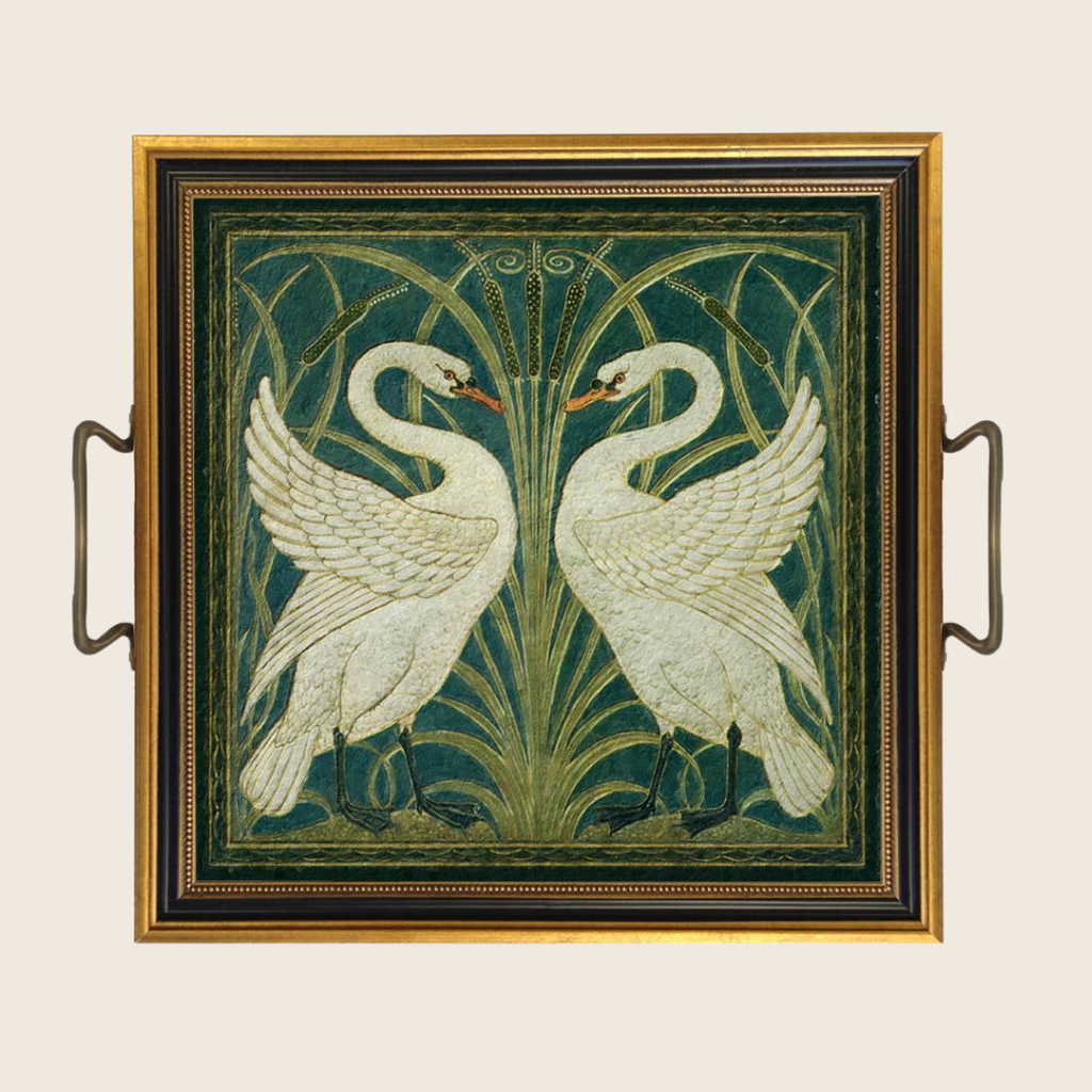Two White Swans Decorative Tray