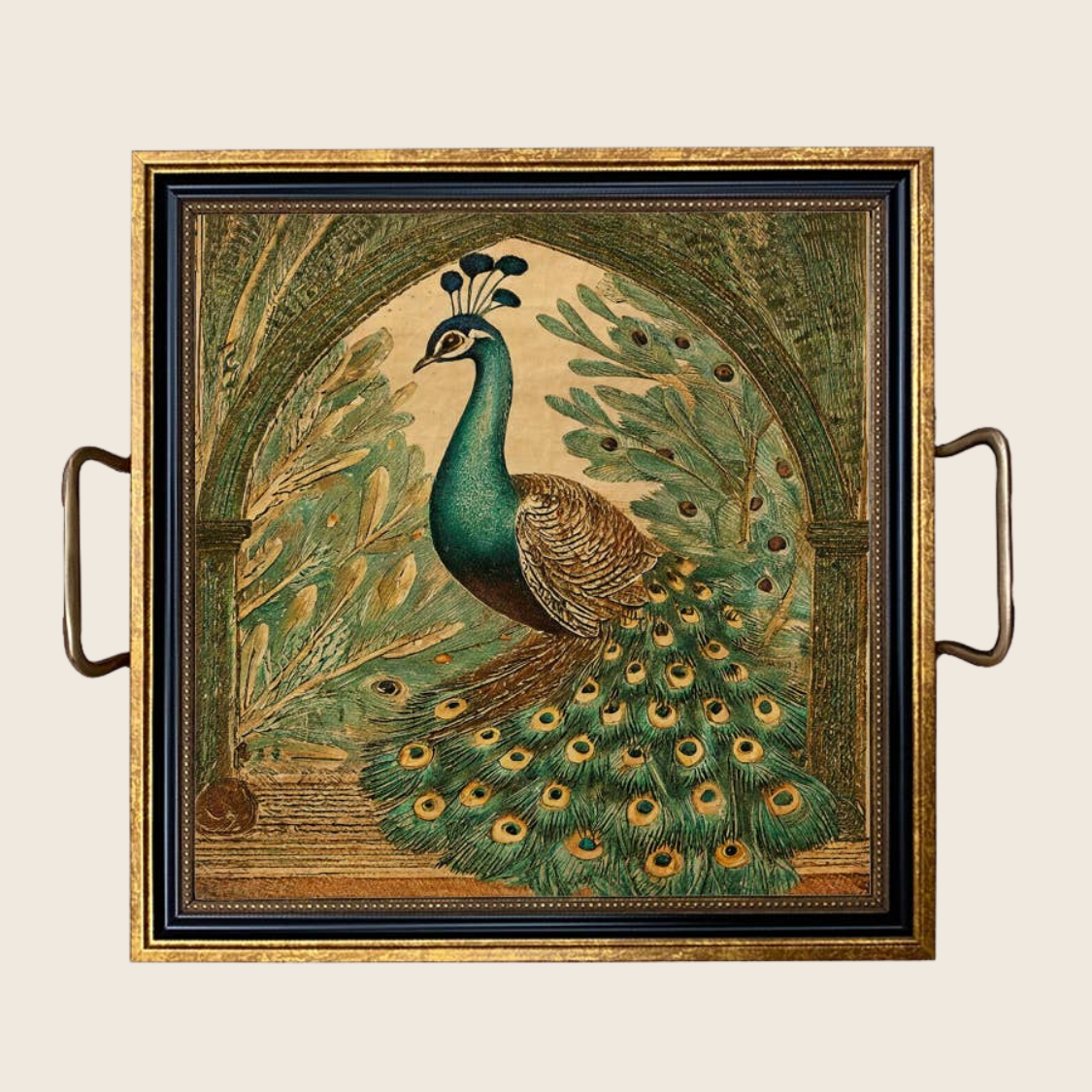 Vintage Style Peacock Decorative Tray