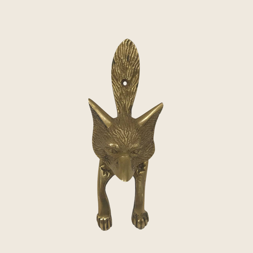 Antiqued Solid Brass Fox Door Knocker