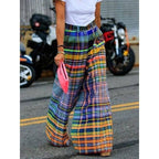 Stylish Wide Leg Checkerboard Casual Pants