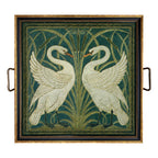 Two White Swans Decorative Tray Behind Glass | Serveware