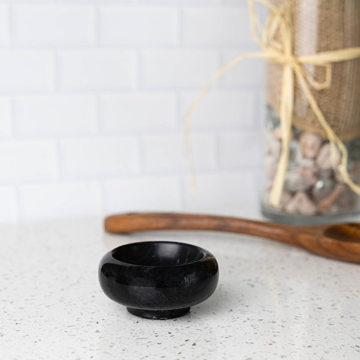Natural Black Marble Pinch Bowl, 1 oz Condiment Bowl