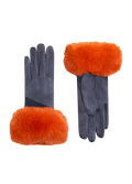 Two Tone Bettina Faux Fur Glove - Denim