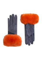 Two Tone Bettina Faux Fur Glove - Denim