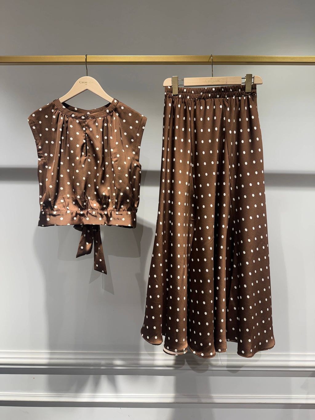 Crop-top & Polka-Dot Skirt Set