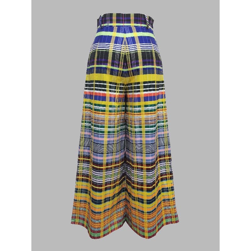 Stylish Wide Leg Checkerboard Casual Pants