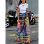 Stylish Wide Leg Checkerboard Casual Pants