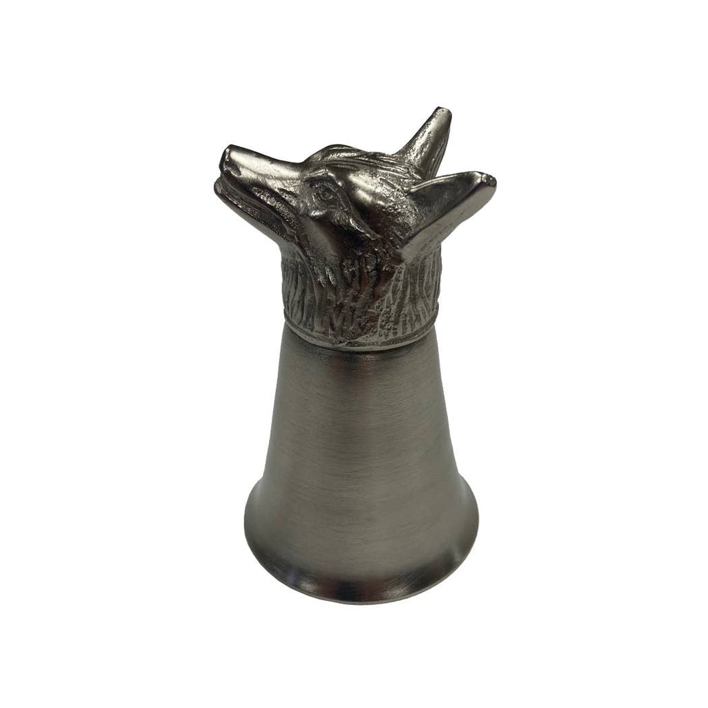 Pewter-Plated Fox Head Jigger