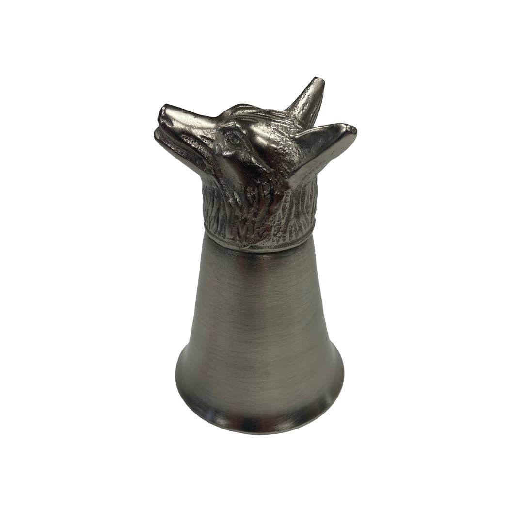 Pewter-Plated Fox Head Jigger