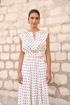 Crop-top & Polka-Dot Skirt Set
