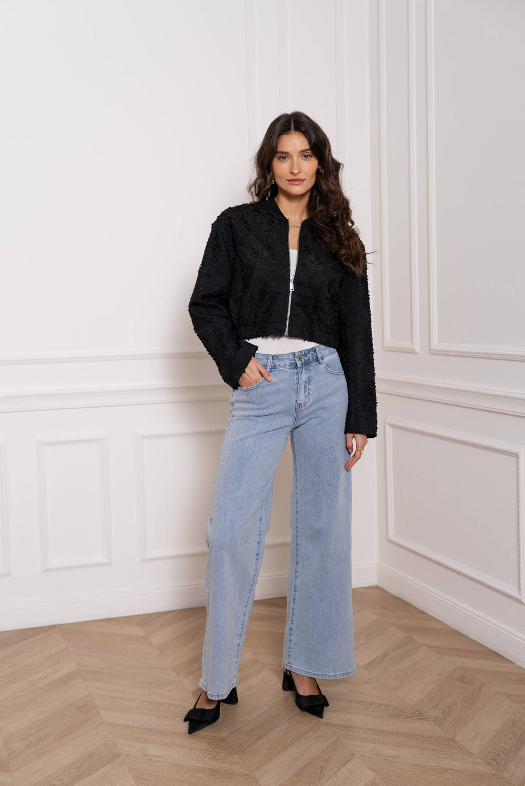 Textured Daisy Bomber