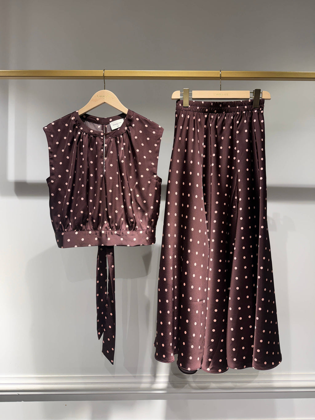 Crop-top & Polka-Dot Skirt Set