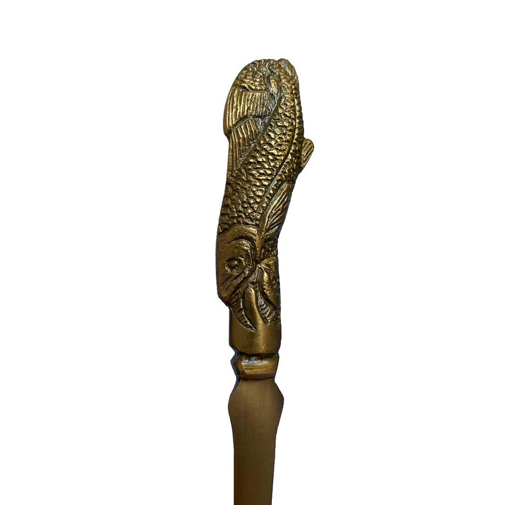 Solid Antiqued Brass Fish Letter Opener