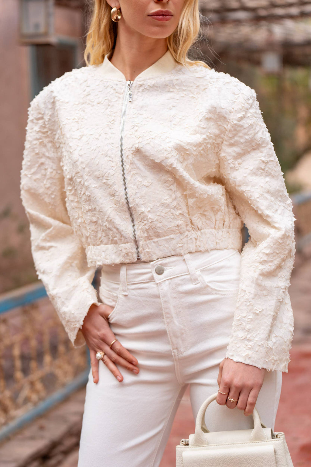 Textured Daisy Bomber