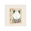Antique Anatomy Tarot kit box, angled three-quarter view, beige kraft-style packaging with floral and skull illustration