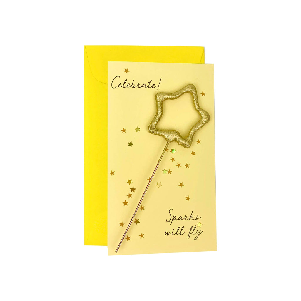 Mini 4" Star Sparkler Card W/ Confetti - "celebrate!" - Asst