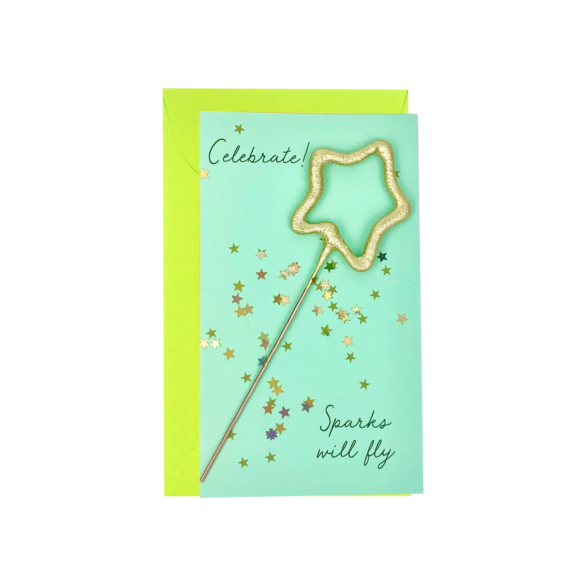 Mini 4" Star Sparkler Card W/ Confetti - "celebrate!" - Asst