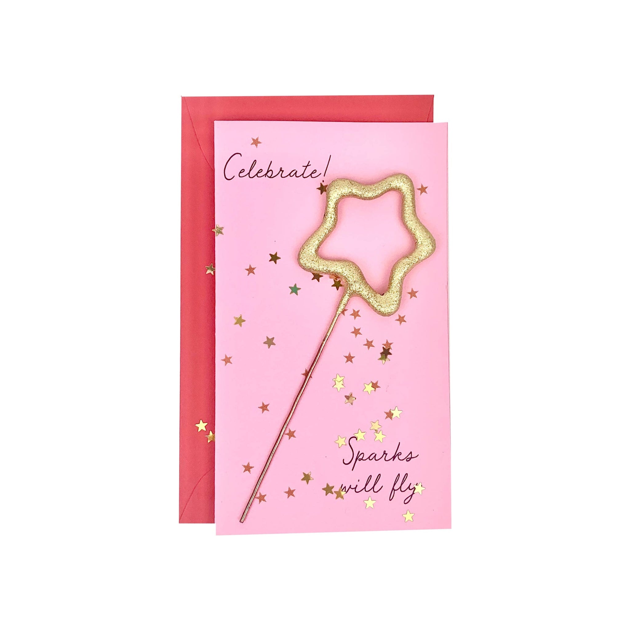 Mini 4" Star Sparkler Card W/ Confetti - "celebrate!" - Asst