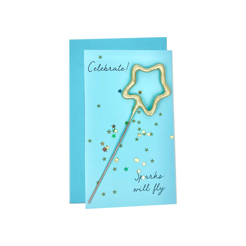 Mini 4" Star Sparkler Card W/ Confetti - "celebrate!" - Asst