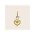 Gold-tone heart charm keychain with shackle clasp and hoop, hammered finish