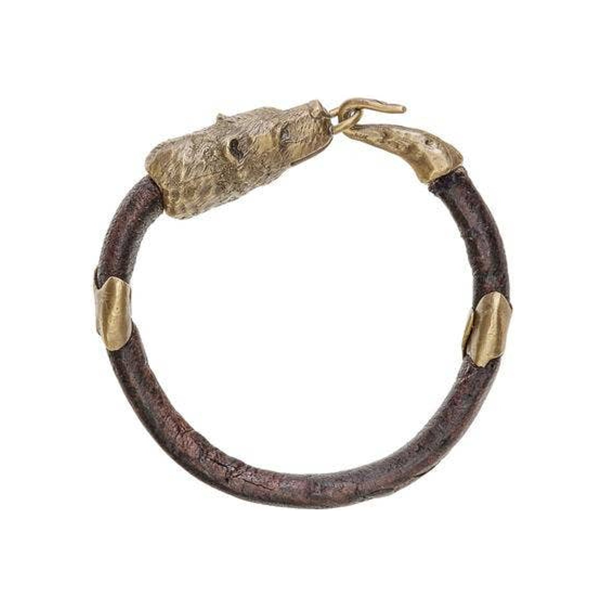 Men's Bear Head Leather Bracelet