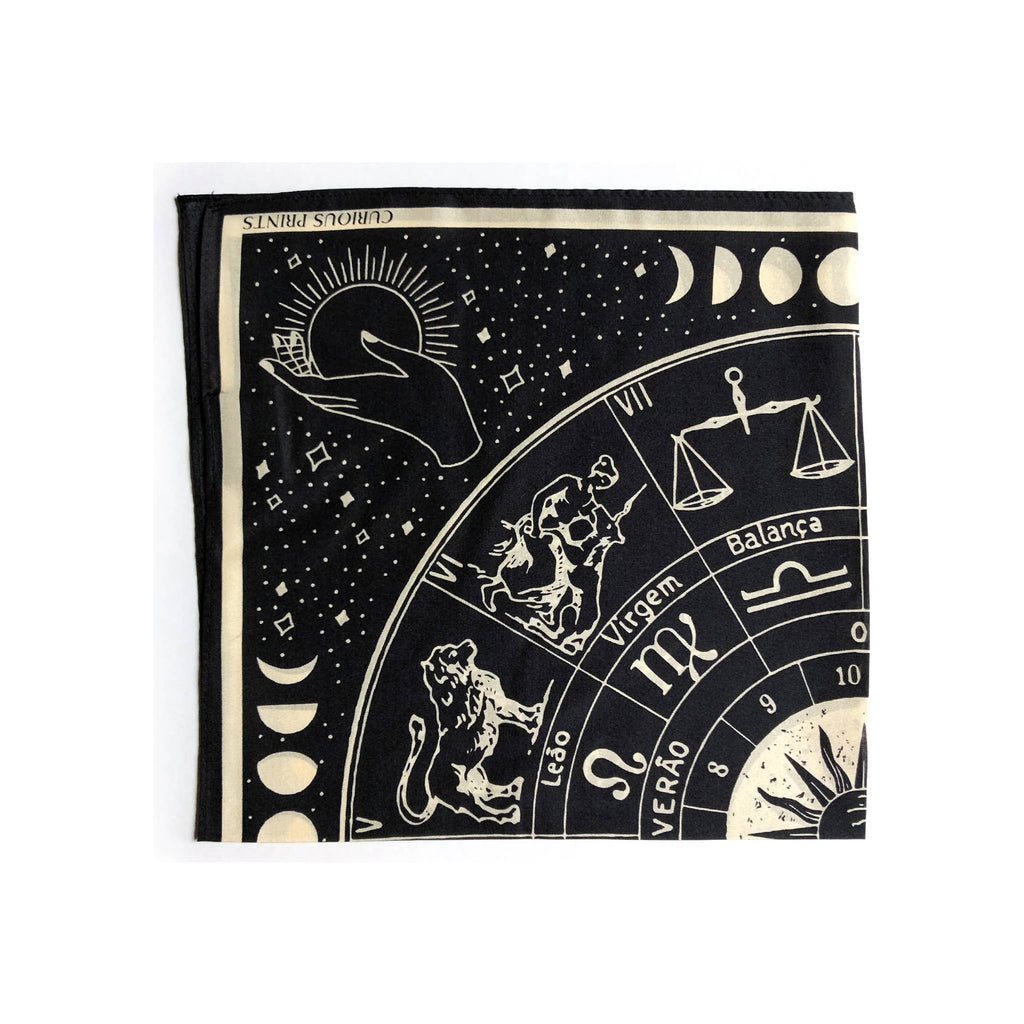 100% Silk Scarf Zodiac Signs Astrology Bandana Tapestry