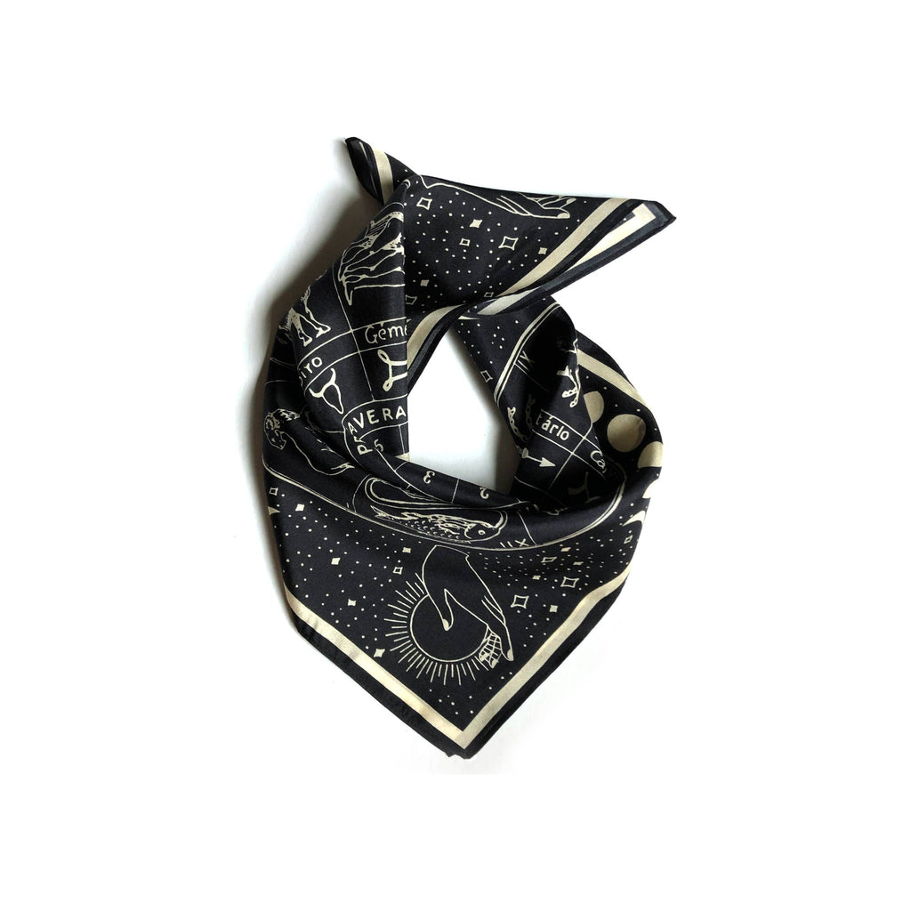 100% Silk Scarf Zodiac Signs Astrology Bandana Tapestry