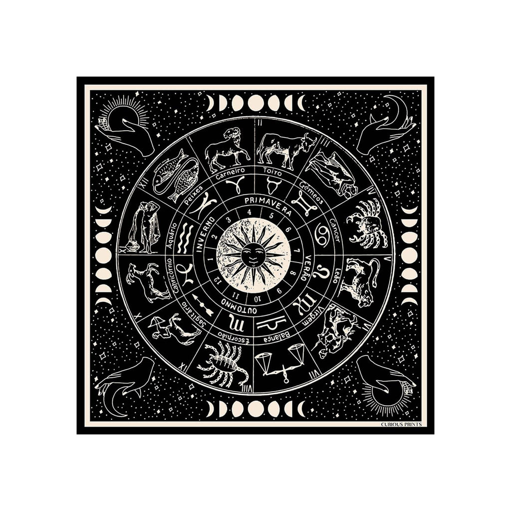 100% Silk Scarf Zodiac Signs Astrology Bandana Tapestry