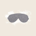 Sleep mask in heather gray wool fabric, front-facing flat lay on cloud prop