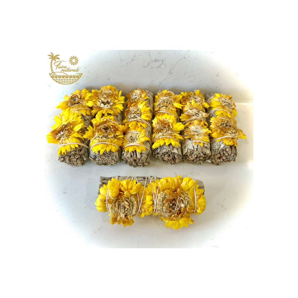 Sunflower With White Sage Bundles
