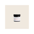 Solid cologne jar, amber glass with black screw-top lid, white label, front-facing upright