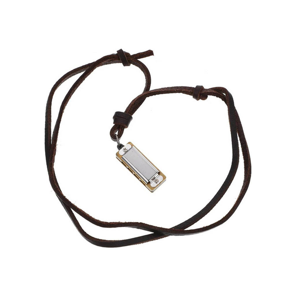 1-1/2" Minature Harmonica On Leather Cord