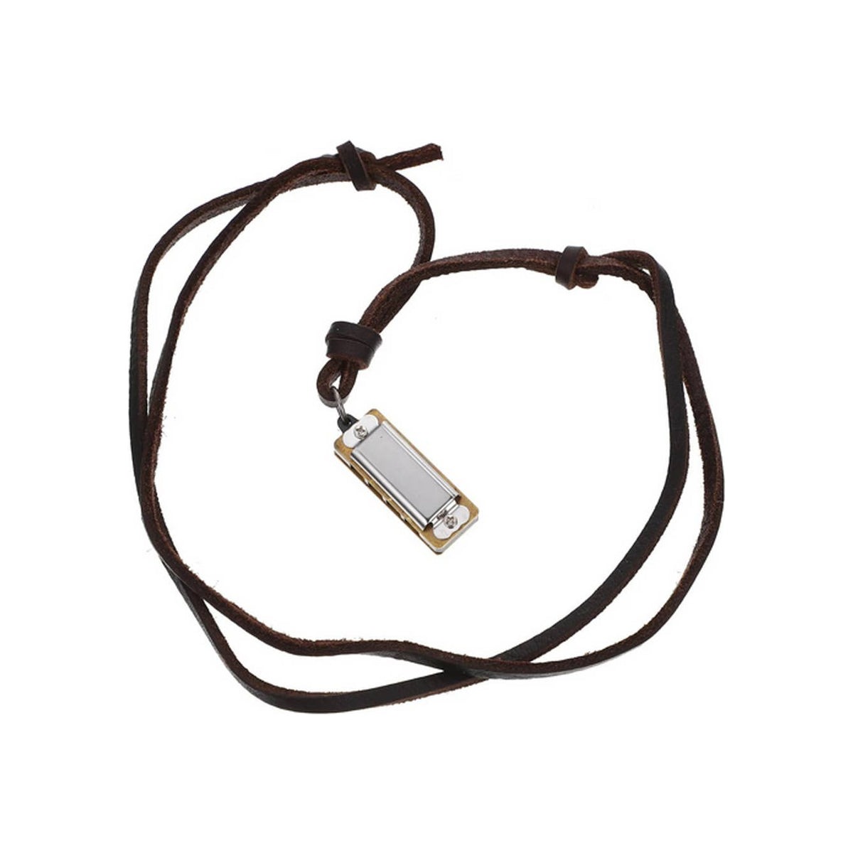 1-1/2" Minature Harmonica On Leather Cord