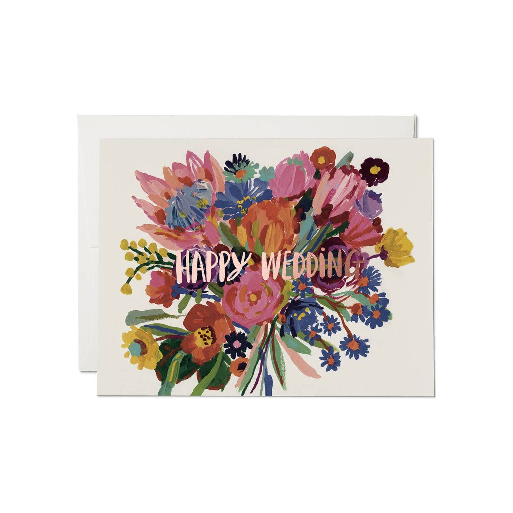 Happy Wedding Flowers Wedding Greeting Card