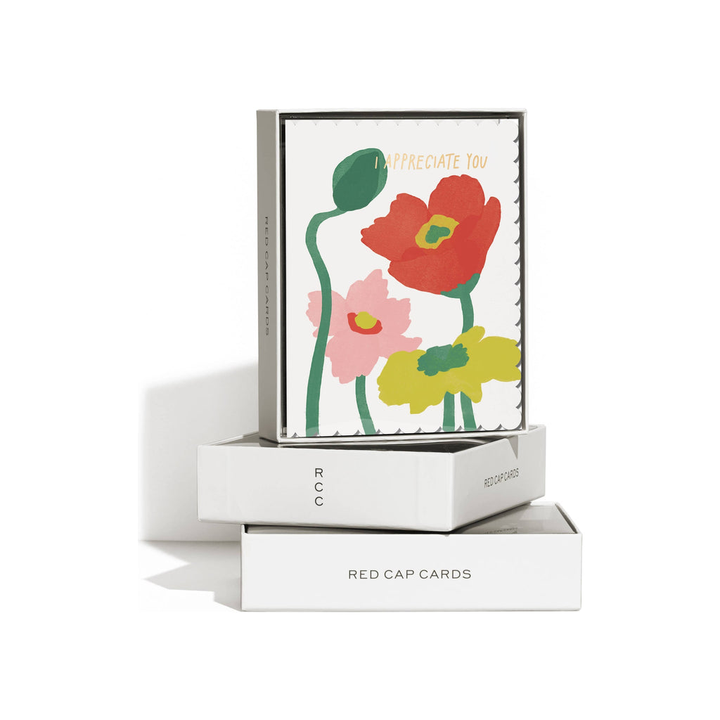 Scalloped Poppy Thank You Greeting Card