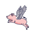 Flying Pig Tattoo Pair
