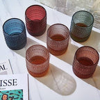 Hobnail Colored Beaded Tumbler Drinking Glasses Set Of 6