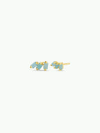Offset Trio - Amazonite - Gold Earrings