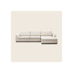 Sectional sofa in cream woven fabric with right-facing chaise and low black base