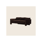 Sofa, dark chocolate-brown velvet upholstery, three-seat, angled three-quarter view