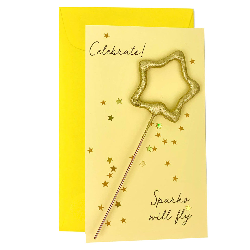 Mini 4" Star Sparkler Card W/ Confetti - "celebrate!" - Asst
