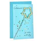 Mini 4" Star Sparkler Card W/ Confetti - "celebrate!" - Asst