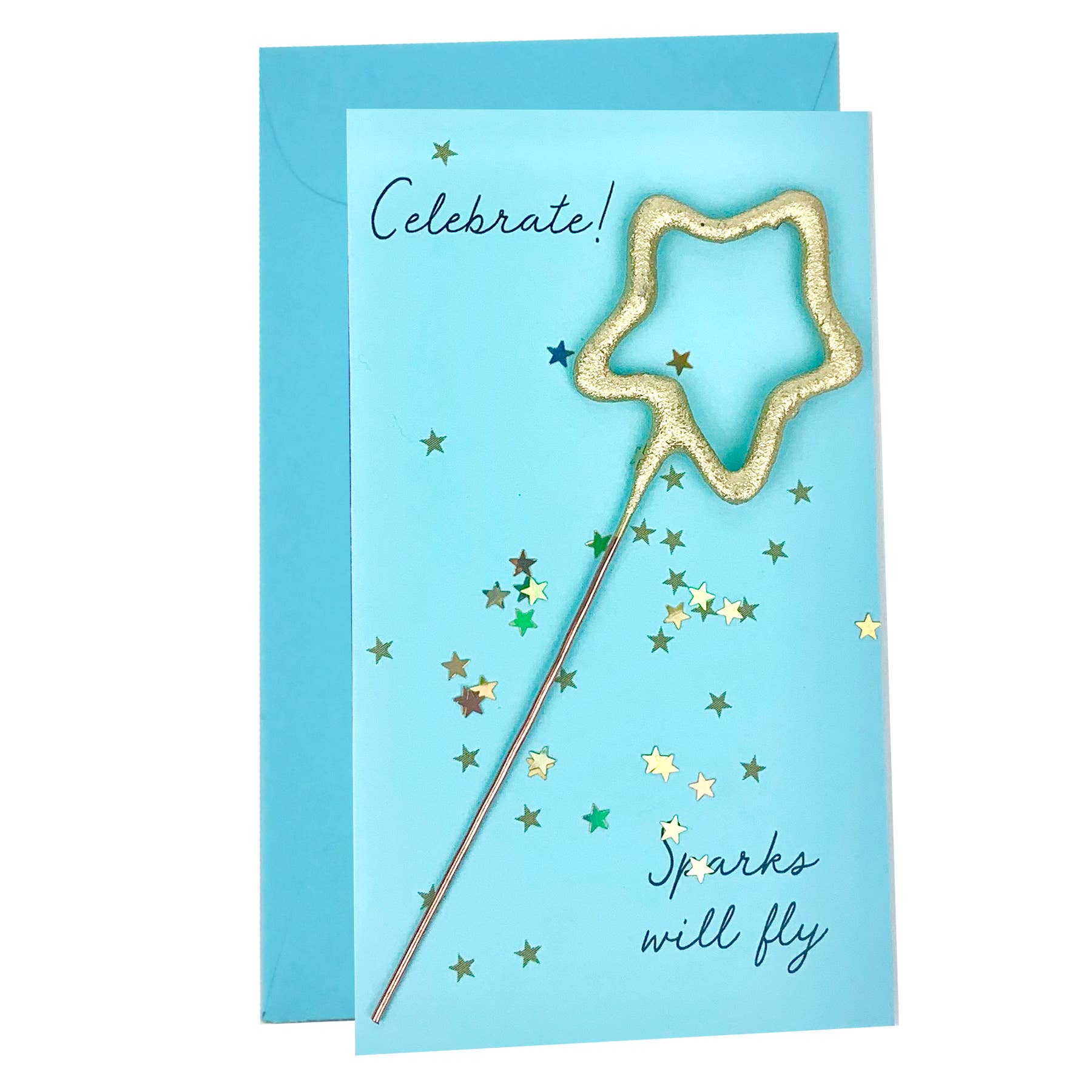 Mini 4" Star Sparkler Card W/ Confetti - "celebrate!" - Asst