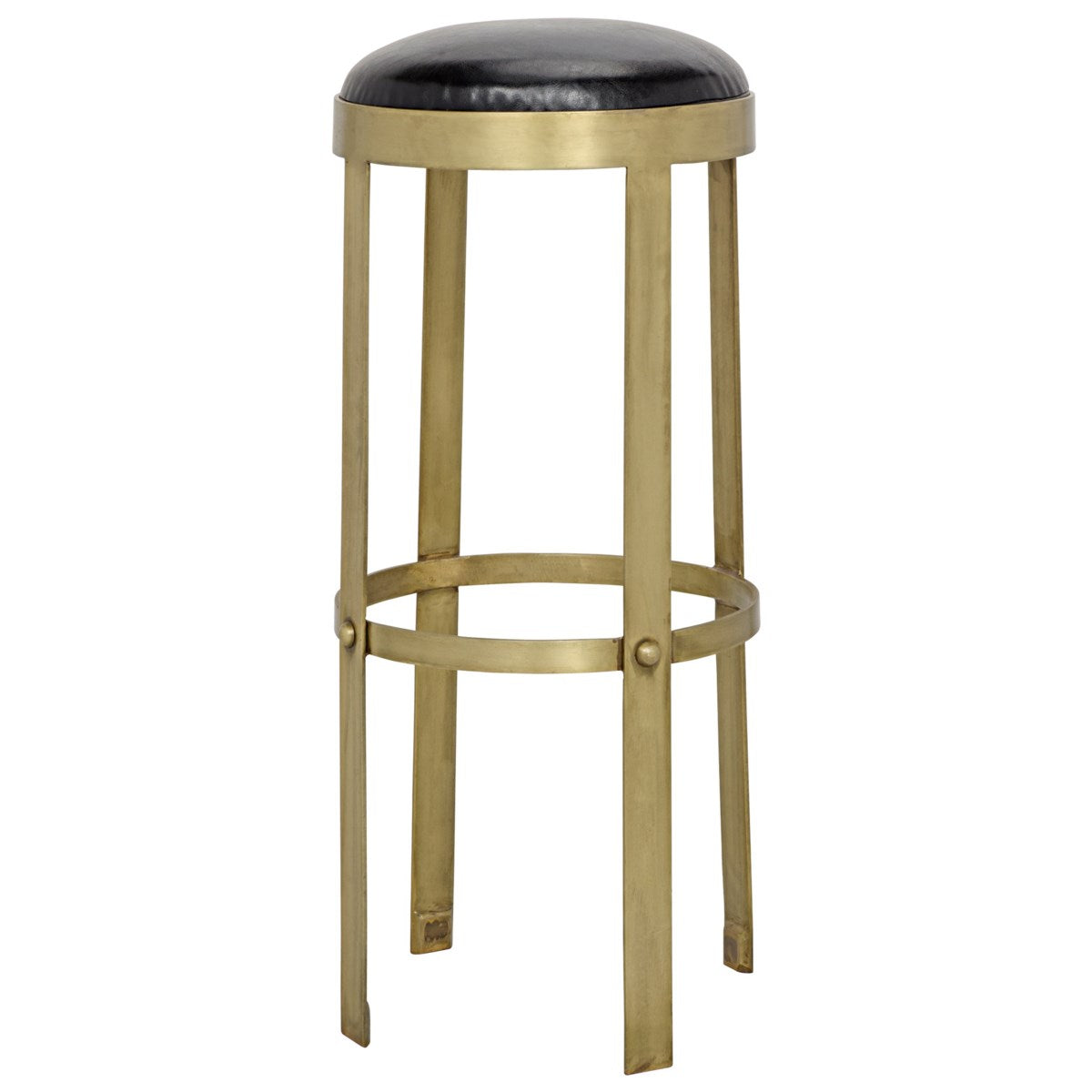 Prince Leather And Brass Bar Stool