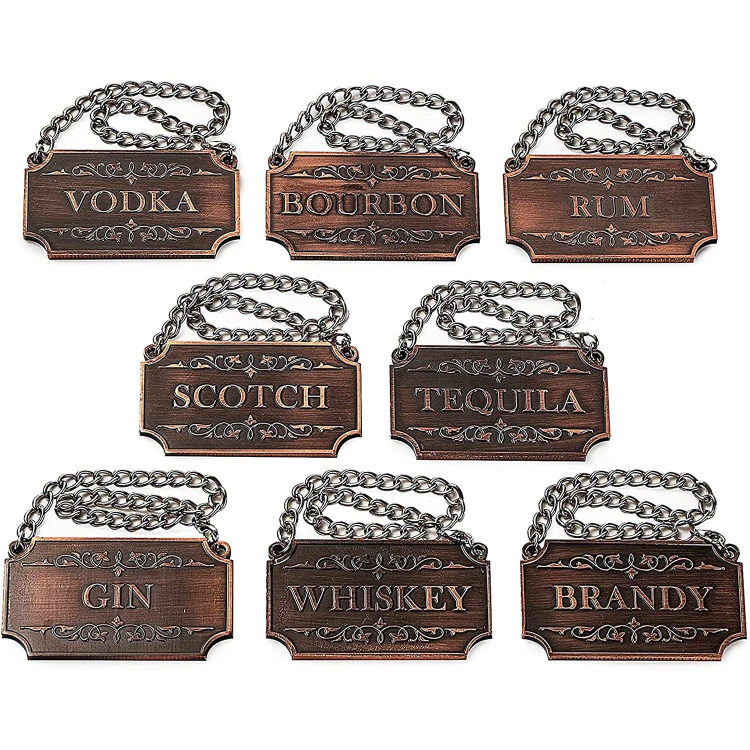 Decanter Tags Copper Set Of 8