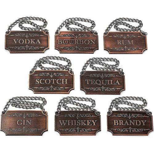 Decanter Tags Copper Set Of 8