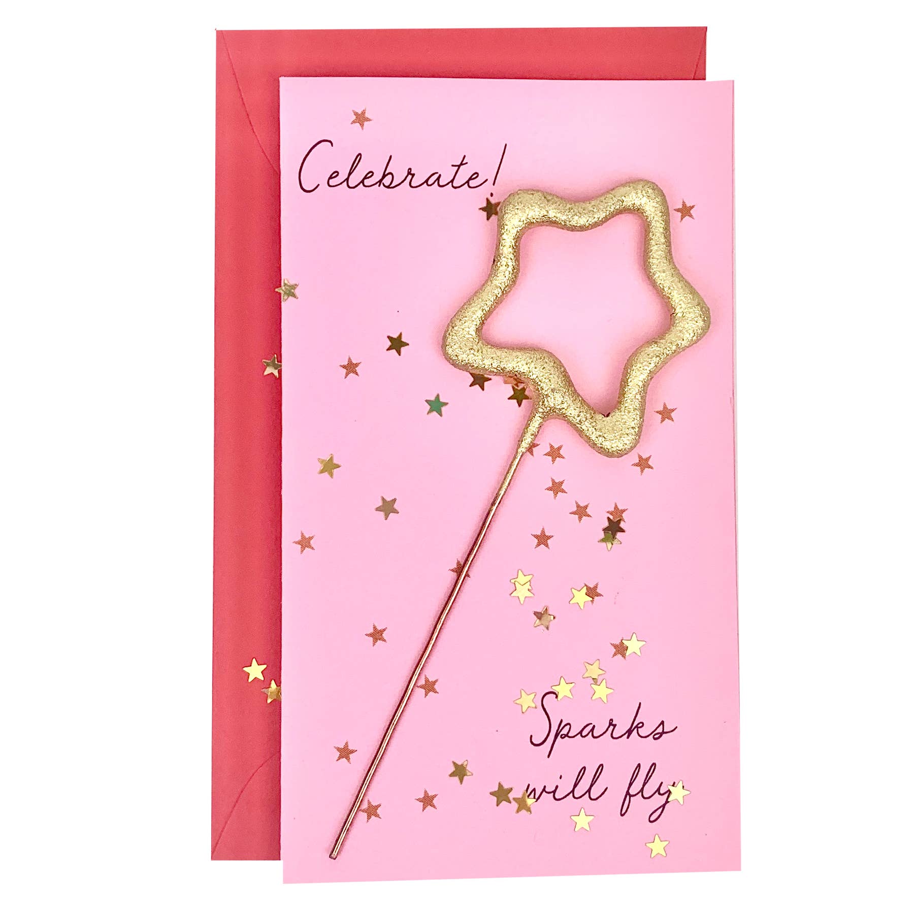 Mini 4" Star Sparkler Card W/ Confetti - "celebrate!" - Asst