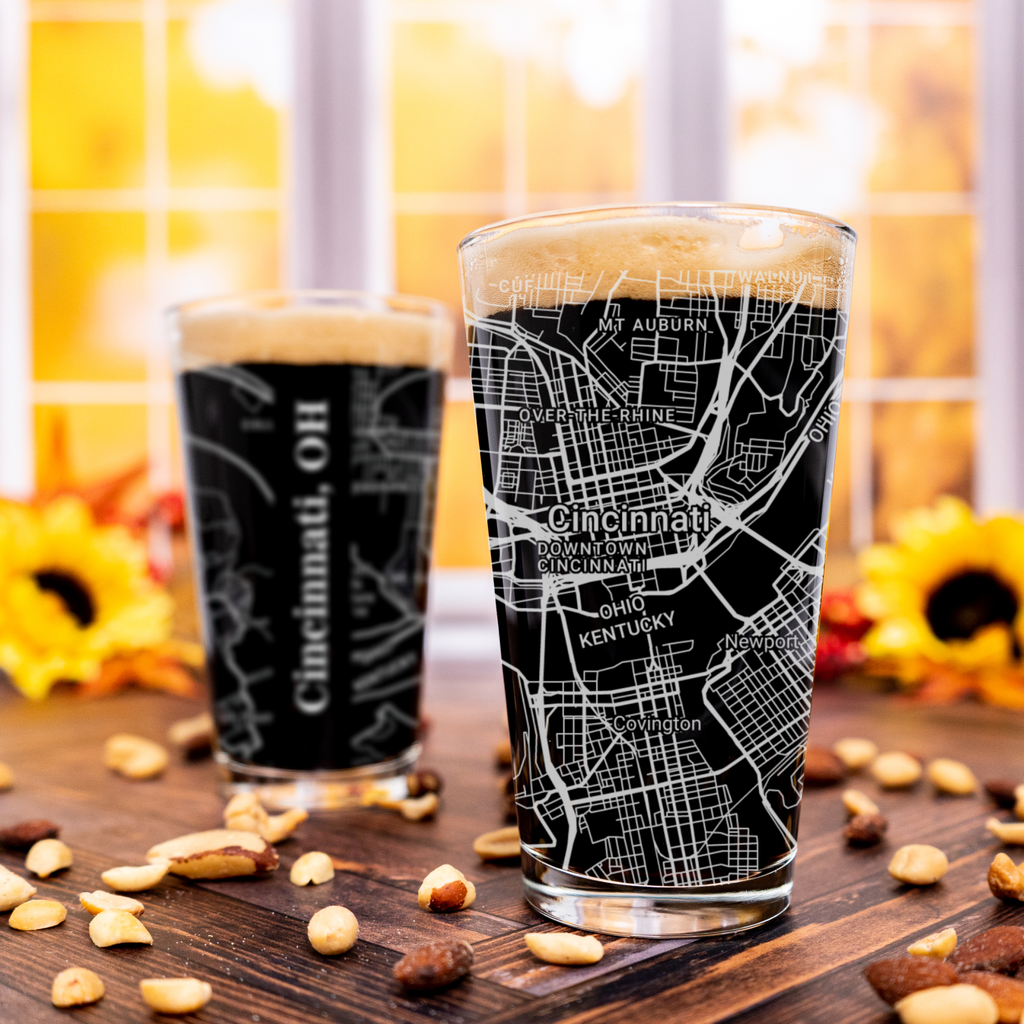 Cincinnati Map Pint Glass