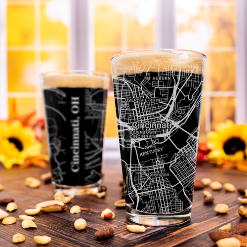 Cincinnati Map Pint Glass