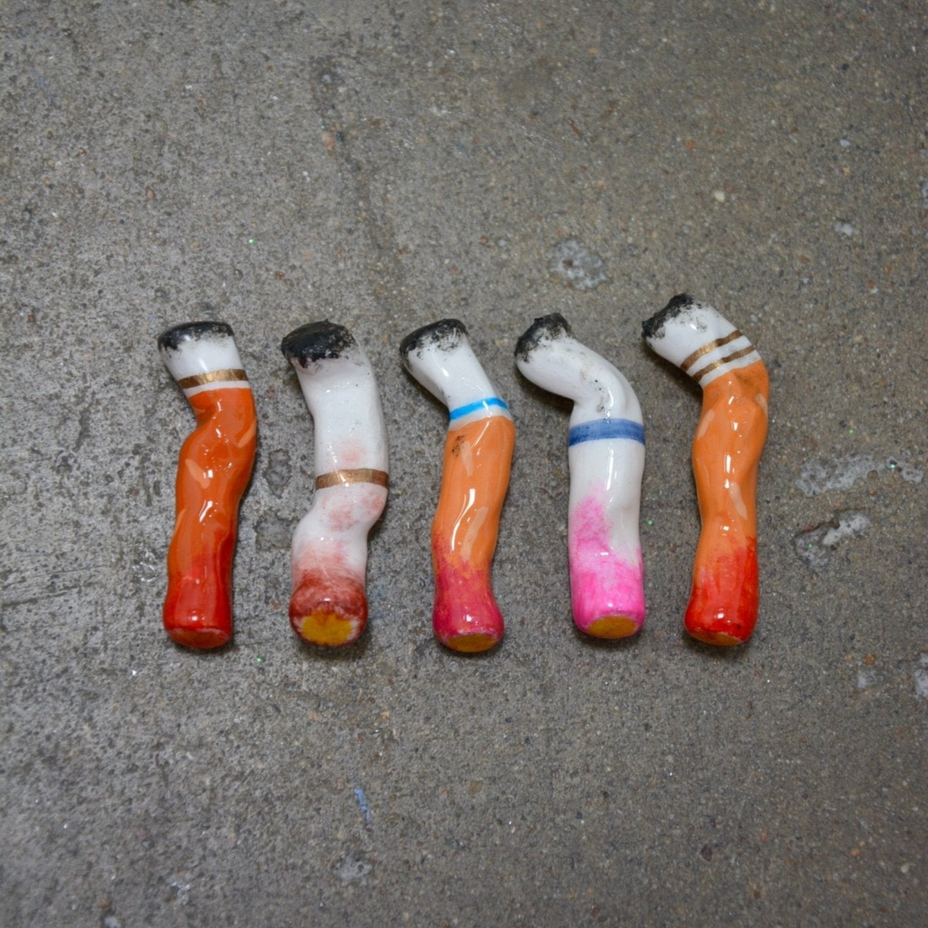 Assorted Lipstick Stained Ceramic Cigarettes